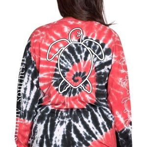 Black/red tie dye simply southern long sleeve